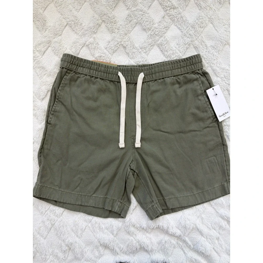 Goodfellow & Co Mens Vintage Pull-On Shorts Olive Green 7in Inseam Small NEW
